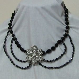 Rhinestone Rose Necklace